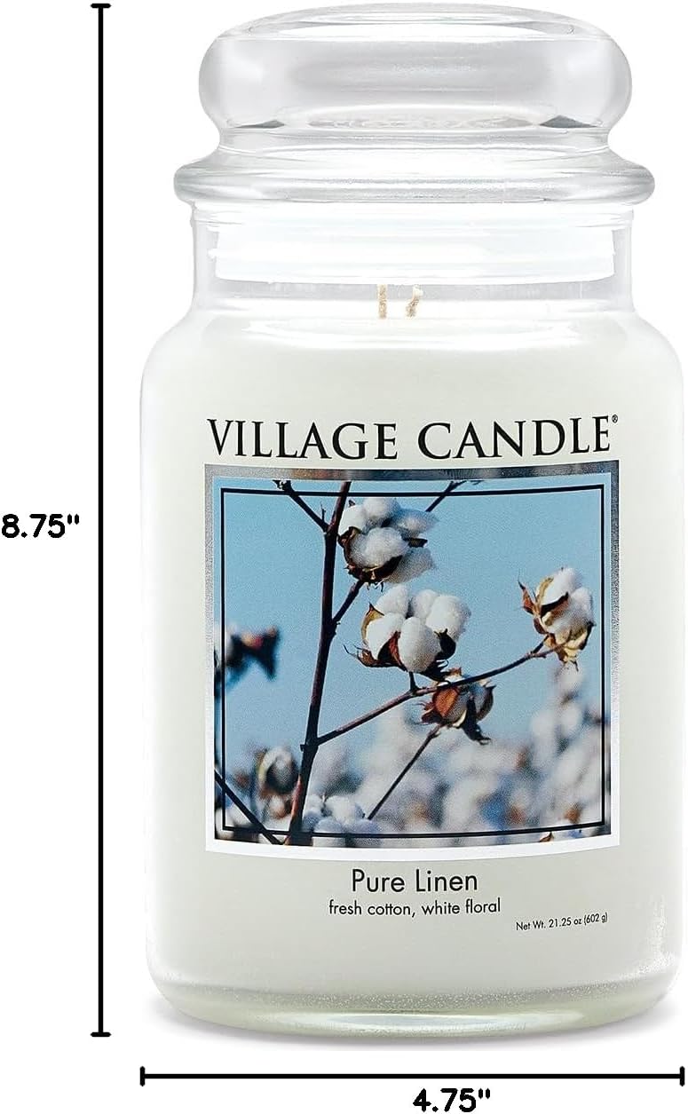 Village Candle Large Apothecary Jar Candle - Pure Linen-602406101505-LR-199901-3-LR eShop