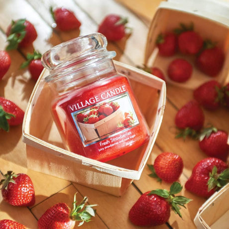 Village Candle Medium Glass Apothecary Jar Candle - Fresh Strawberries-602406602828-LR-322058-2-LR eShop