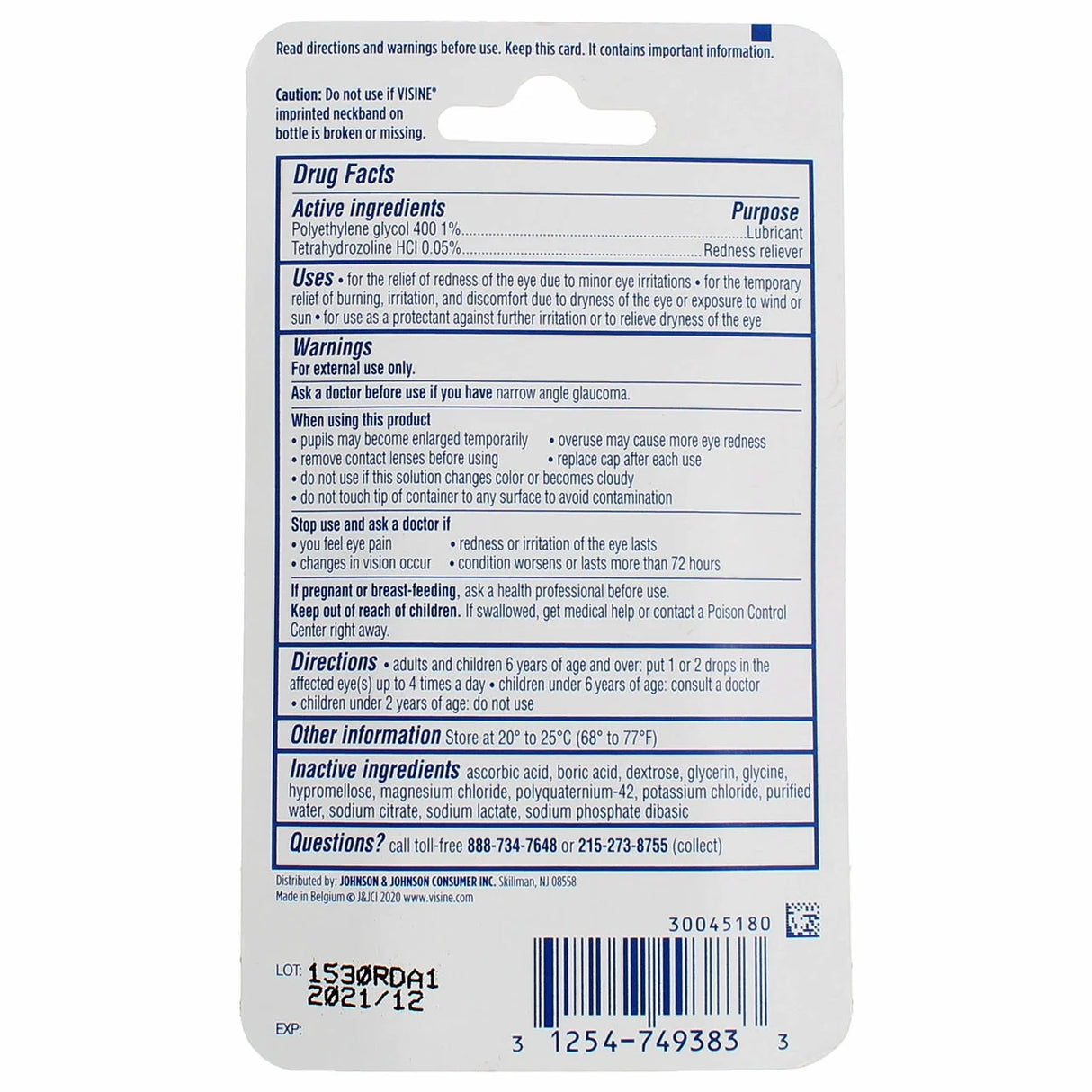 Visine Red Eye Hydrating Comfort Redness Relief Lubricating Eye Drops, 0.28 oz-312547493833-LR-351416-2-LR eShop