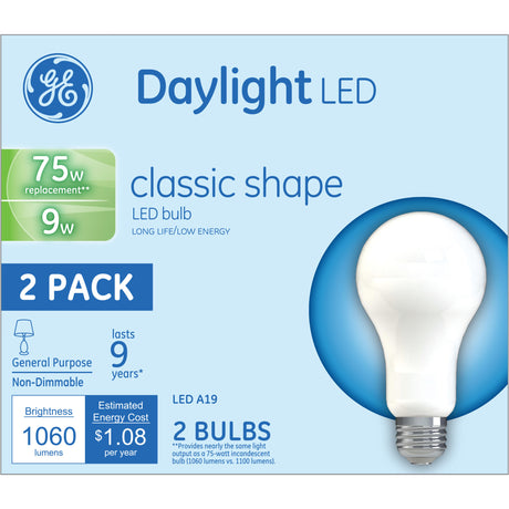 GE LED DL 9W CLASSIC A19 2PK