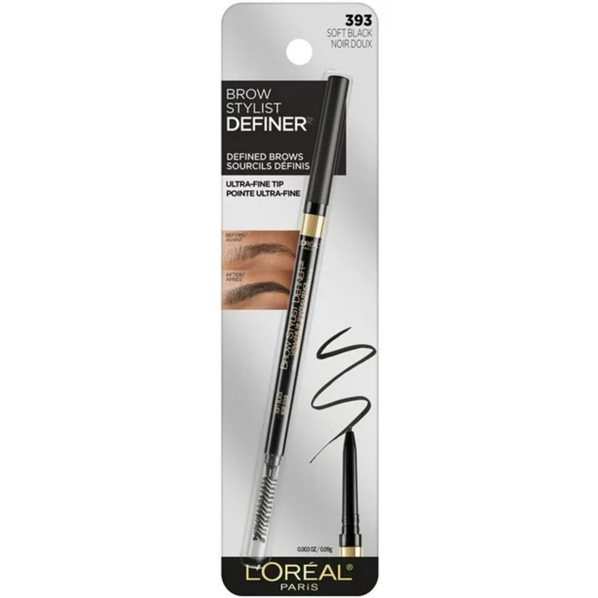 L'Oreal Paris Brow Stylist Definer Waterproof Eyebrow Mechanical Pencil, Soft Black, 0.003 oz.