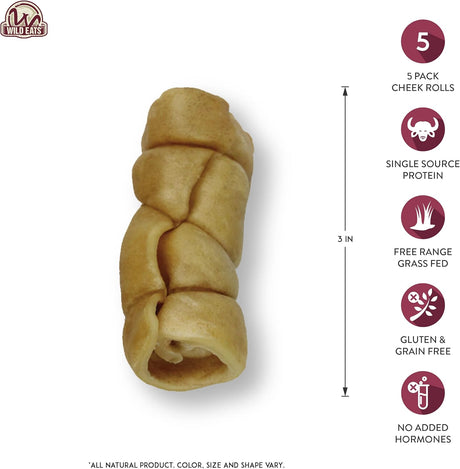 Wild Eats Water Buffalo Retriever Style Cheek Roll 3" Dog Chews - 5 Pack-611403708525-LR-353790-2-LR eShop