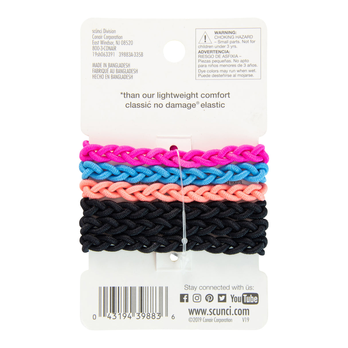 Scünci Everday & Active No Damage Hair Strand Elastics, 6 CT