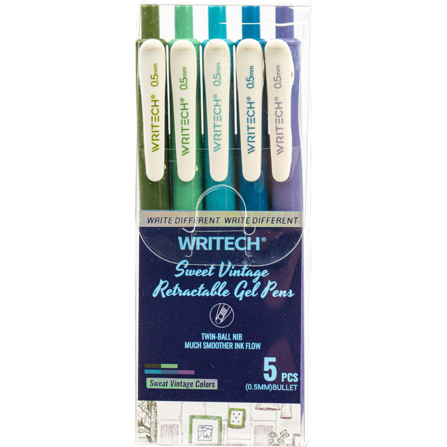 WRITECH Vintage Retractable Gel Pen - Asst 0.5mm 5Pk-810134540927-LR-362590-1-LR eShop