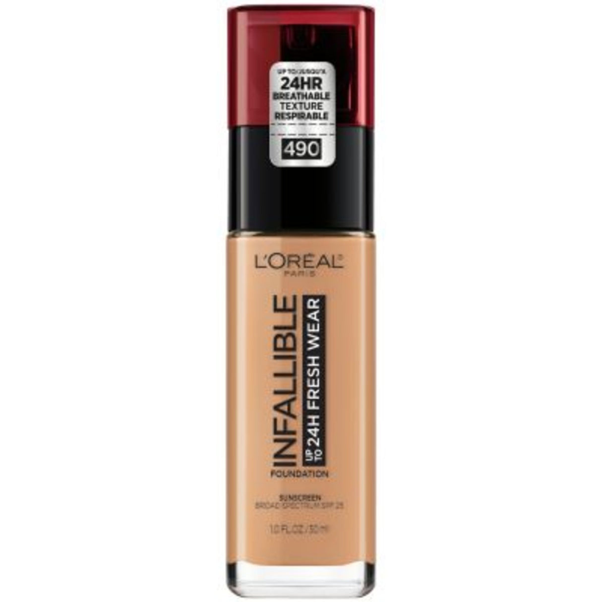 L'Oreal Paris Infallible 24 Hour Fresh Wear Foundation, Lightweight, Golden Amber, 1 oz.