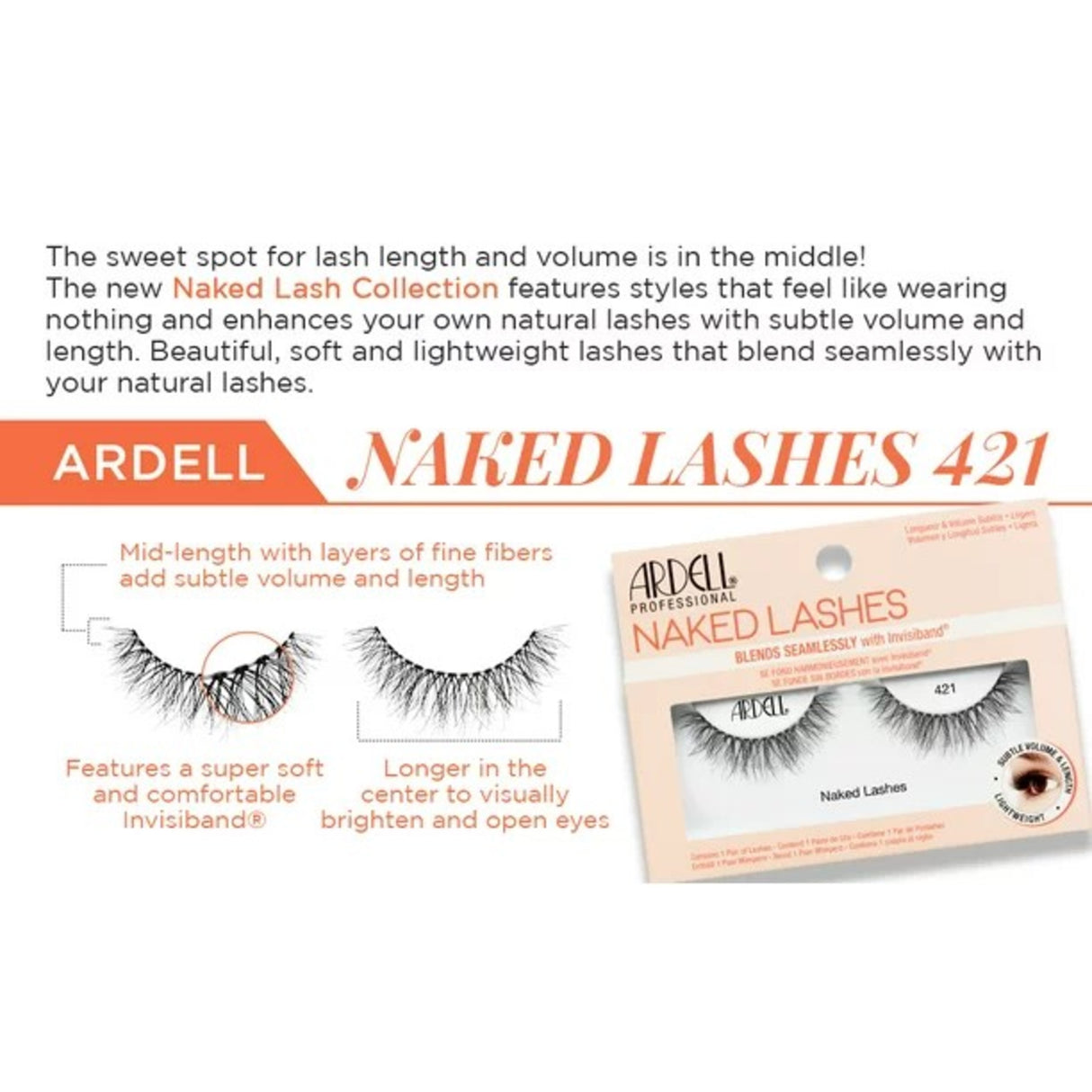 Ardell Naked Lashes With Invisiband, Black, 421- 1.0 ea