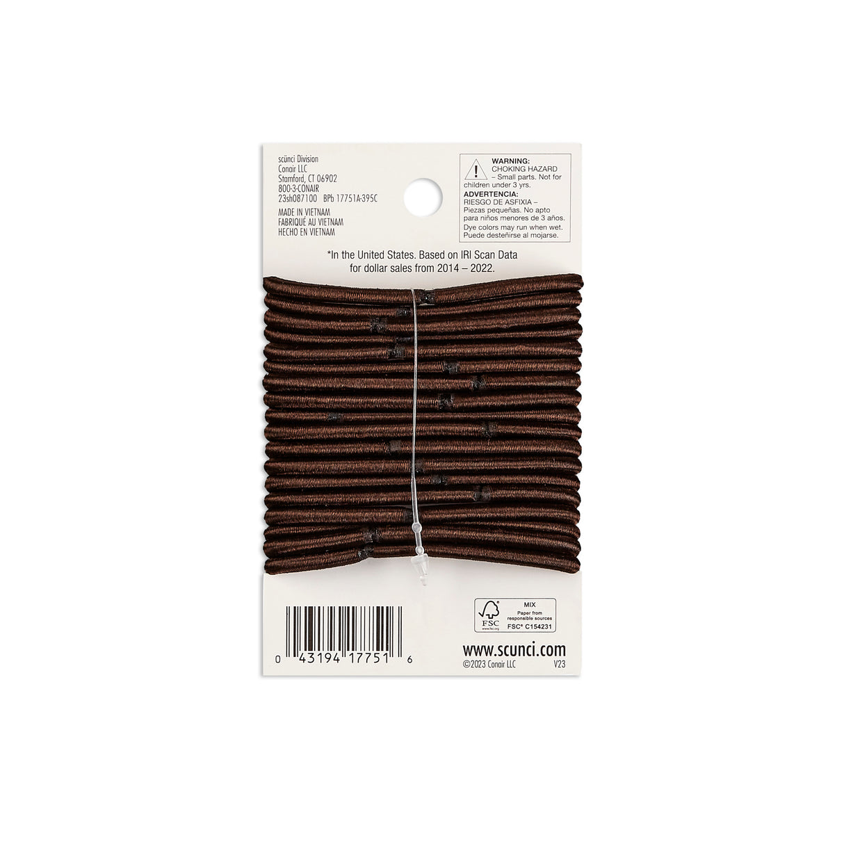 Scünci No Damage Large Hair Elastic, Brown, 18 CT