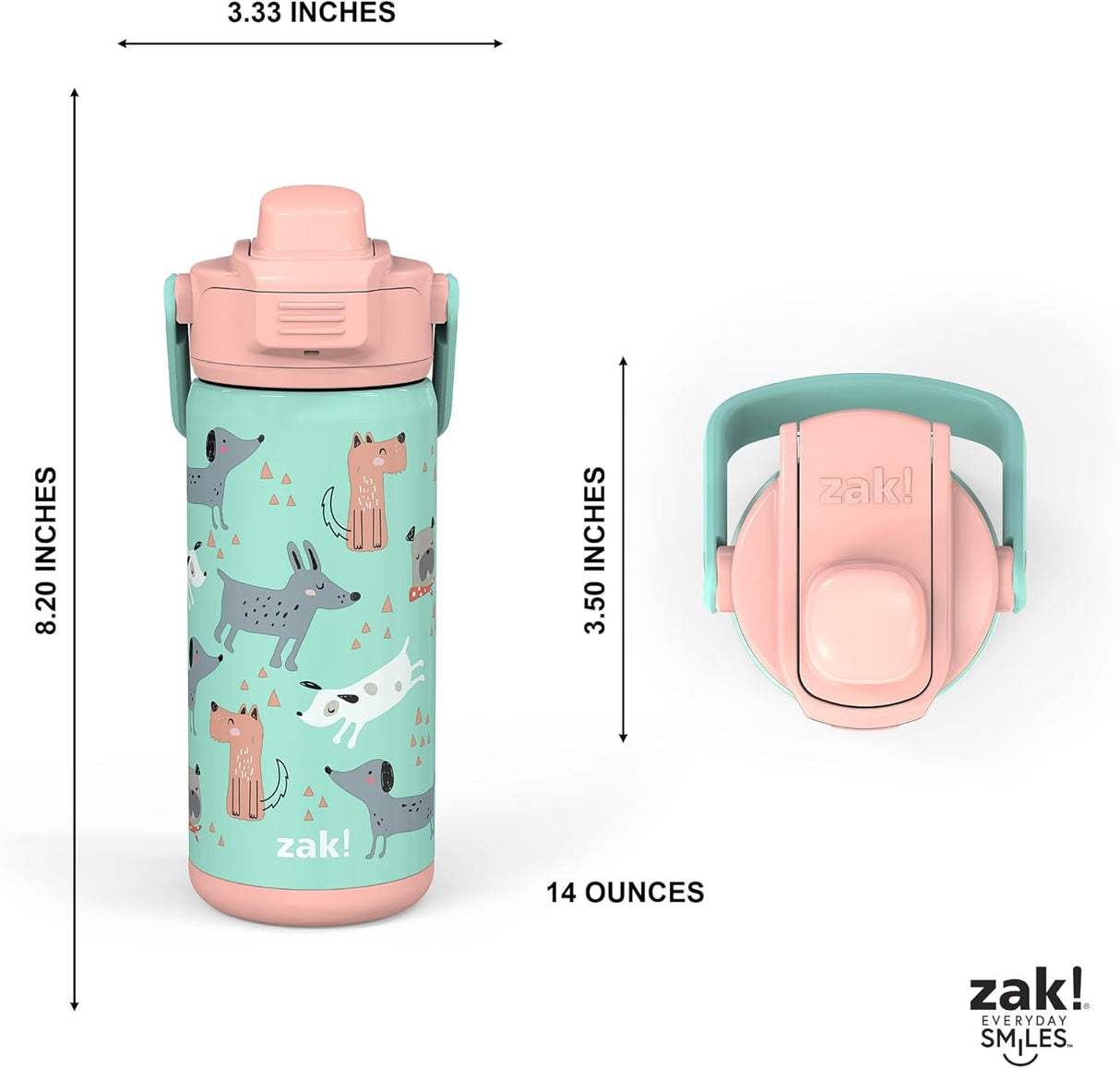 Zak Stainless Steel Vacuum Bottle - Dog, 14 oz-707849173871-LR-354936-5-LR eShop