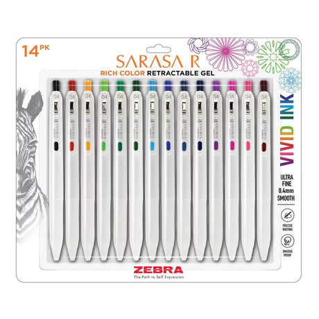 Zebra 14ct Sarasa R Rich Retractable Gel Pen Assorted Colors-045888477148-LR-363183-1-LR eShop