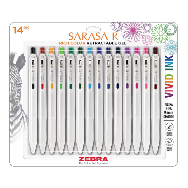 Zebra 14ct Sarasa R Rich Retractable Gel Pen Assorted Colors-045888477148-LR-363183-1-LR eShop