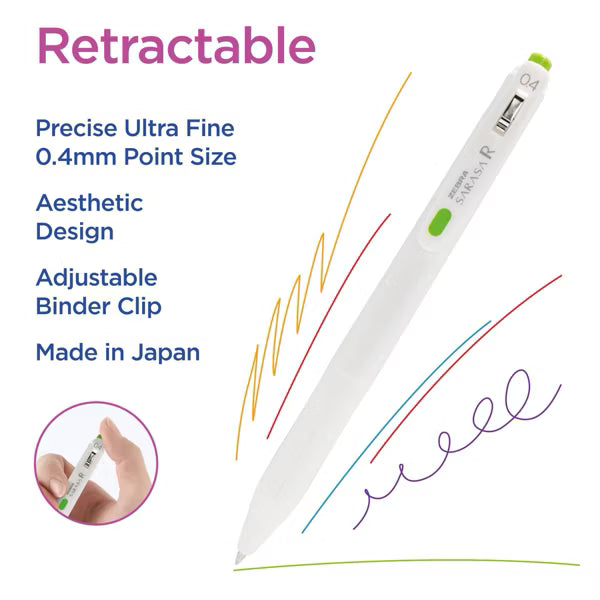 Zebra 14ct Sarasa R Rich Retractable Gel Pen Assorted Colors-045888477148-LR-363183-5-LR eShop