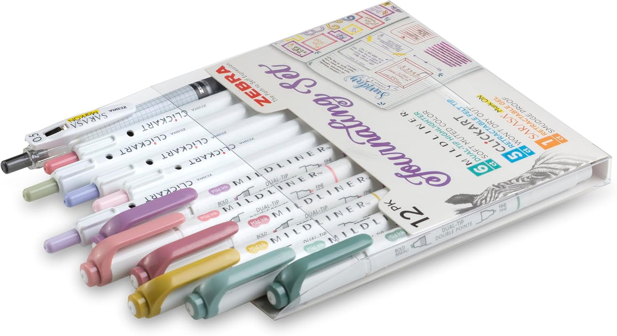 Zebra Journaling Set asst 12pk Assorted - Mildliner Highlighter (6), Clickart (5), Mark On (1)-045888140127-LR-362595-5-LR eShop