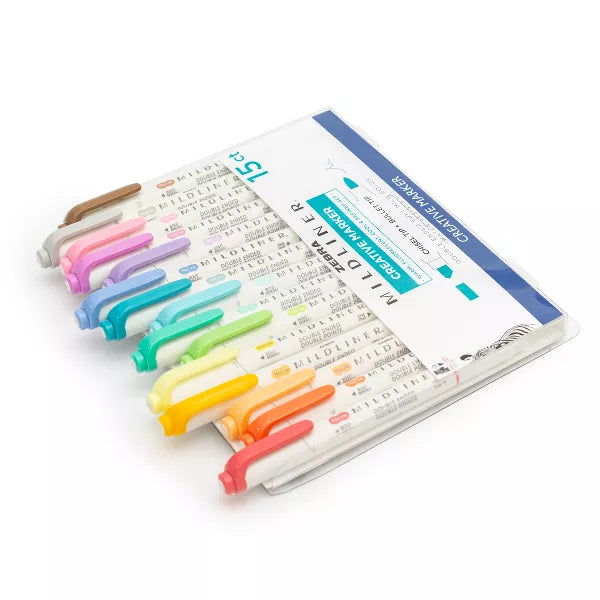 Zebra Mildliner Double Ended Highlighter - Assorted Colors, 15 pack-045888781153-LR-358289-3-LR eShop