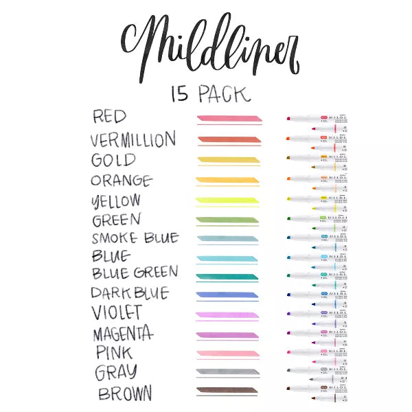 Zebra Mildliner Double Ended Highlighter - Assorted Colors, 15 pack-045888781153-LR-358289-4-LR eShop