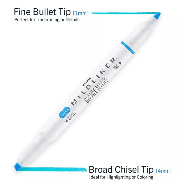 Zebra Mildliner Double Ended Highlighter - Assorted Colors, 15 pack-045888781153-LR-358289-5-LR eShop