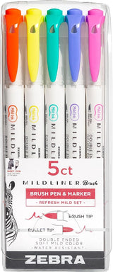 Zebra Mildliner Refresh Ink Double Ended Brush Pen and Marker, 5 pack-045888794054-LR-358291-1-LR eShop