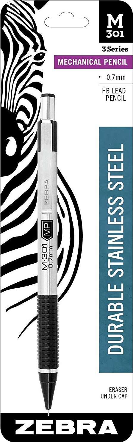 Zebra Pen M-301 Stainless Steel Barrel Mechanical Pencil, Medium Point-045888543119-LR-250235-1-LR eShop