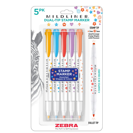 Zebra Pen Mildliner Dual-Tip Stamp Marker, Assorted Colors, 5-Pack-045888733053-LR-362597-1-LR eShop