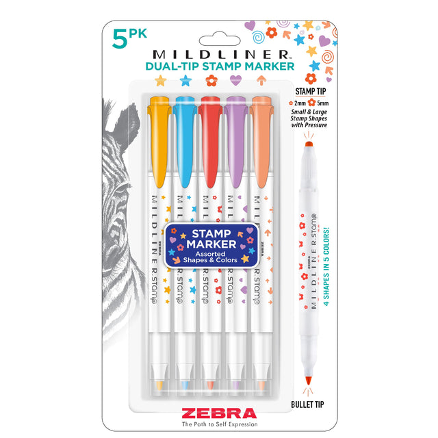 Zebra Pen Mildliner Dual-Tip Stamp Marker, Assorted Colors, 5-Pack-045888733053-LR-362597-1-LR eShop
