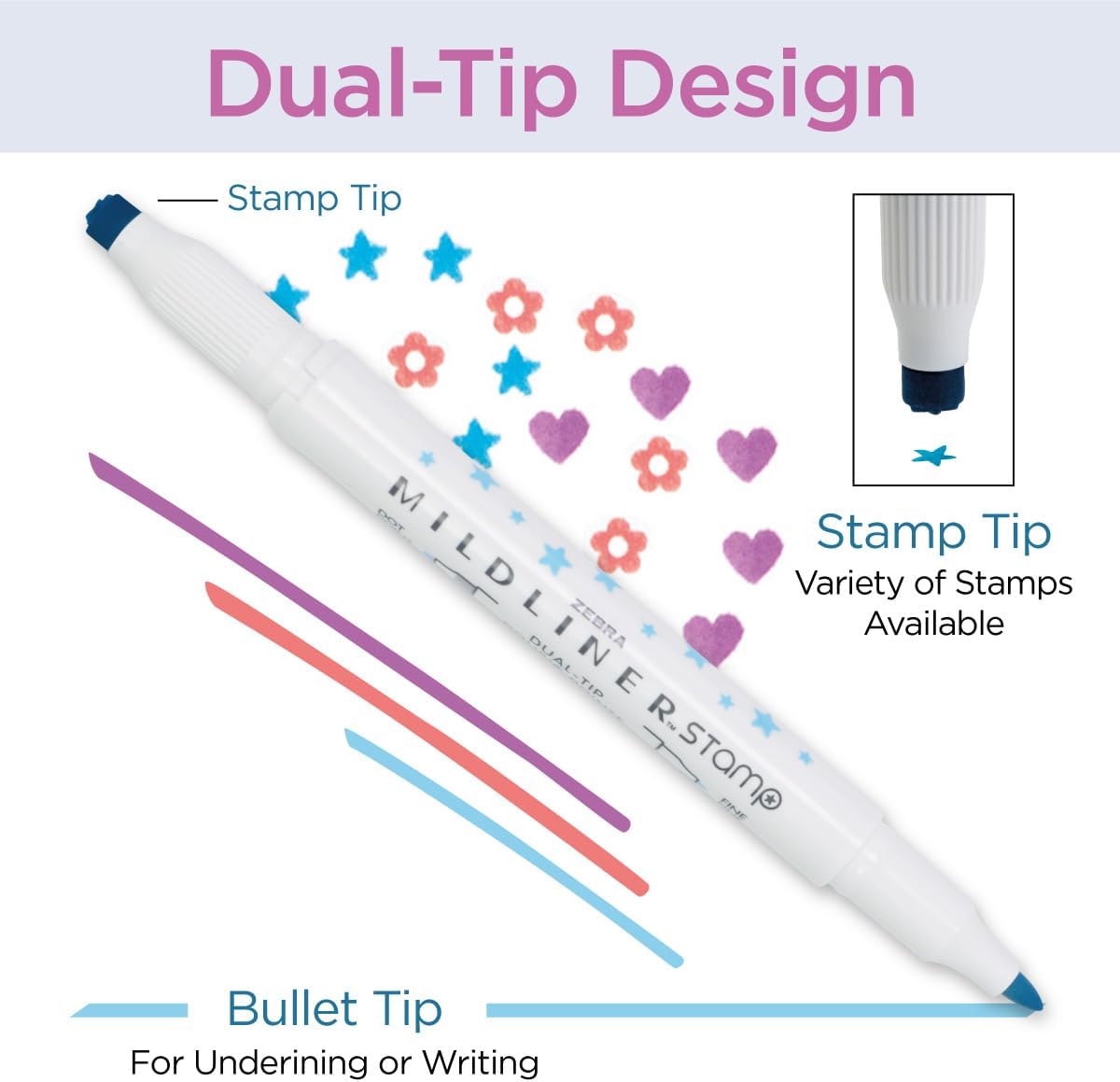Zebra Pen Mildliner Dual-Tip Stamp Marker, Assorted Colors, 5-Pack-045888733053-LR-362597-3-LR eShop