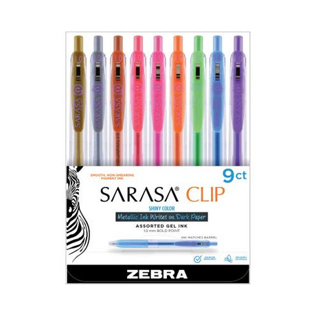 Zebra Sarasa Clip Retractable Gel Pens - Shiny Assorted Colors, 9 count-045888493094-LR-336201-1-LR eShop