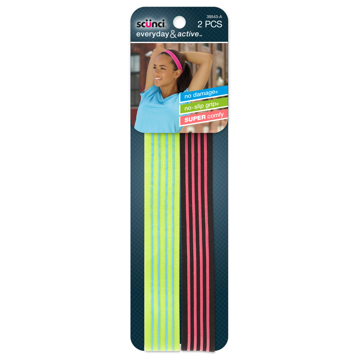 Scünci Everyday & Active No-Slip Grip No Damage Headband, 2 CT